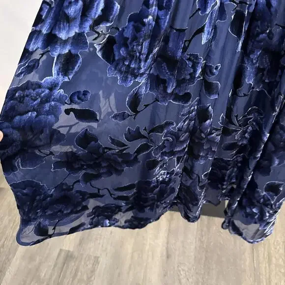 Anthropologie Hutch Short Sleeve Velvet Burnout Wrap Floral Maxi Dress ZOLA - XL - Picture 12 of 15